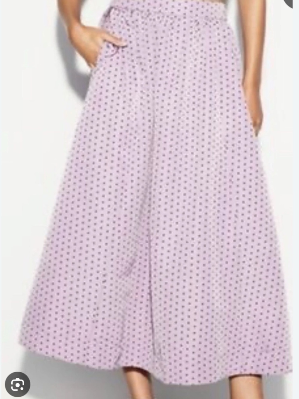 Old Navy Lavender A-Line Skirt with Black Polka Dots